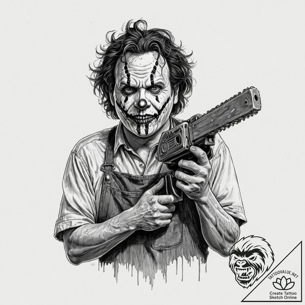 A sketch of leatherface from the texas chains... - tattoo sketch (№1752171721_0, 10.07.2025 18:22) — tattoovalue.net