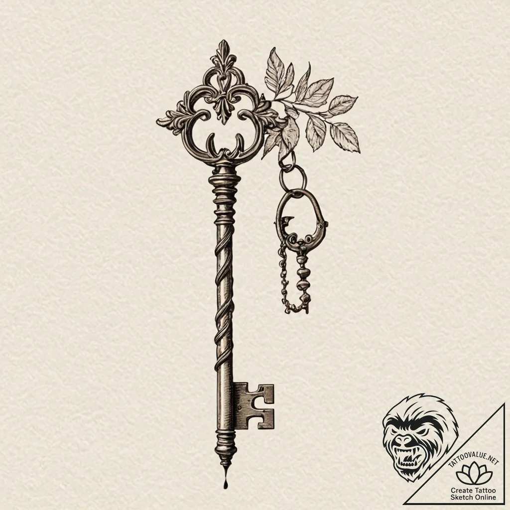 Antique key collection, concept art for tatto... - tattoo sketch (№1752172311_0, 10.07.2025 18:31) — tattoovalue.net