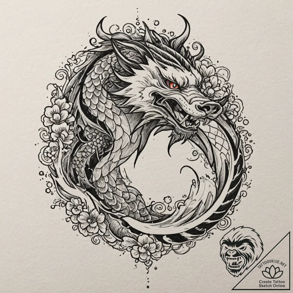 A trash polka tattoo of the wolf man, mid-tra... - tattoo sketch (№1752172395_0, 10.07.2025 18:33) — tattoovalue.net