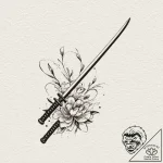 Katana, ink illustration for tattoo, minimali… – tattoo sketch (№1752172562_0, 10.07.2025 18:36) — tattoovalue.net