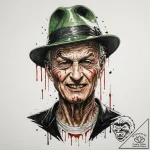A trash polka portrait of freddy krueger, his… – tattoo sketch (№1752172732_0, 10.07.2025 18:38) — tattoovalue.net