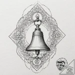 Bell, tattoo line art, muted color palette, d… – tattoo sketch (№1752173068_0, 10.07.2025 18:44) — tattoovalue.net