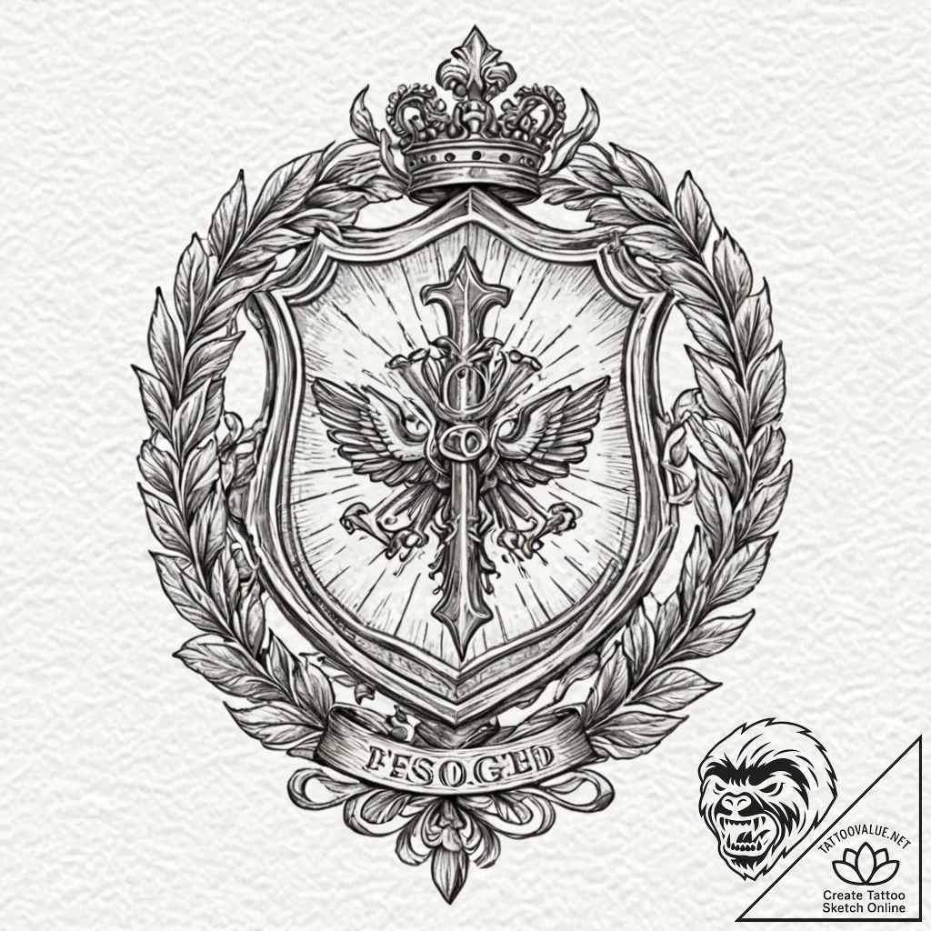 A linework tattoo of the forger family crest,... - tattoo sketch (№1752173236_0, 10.07.2025 18:47) — tattoovalue.net