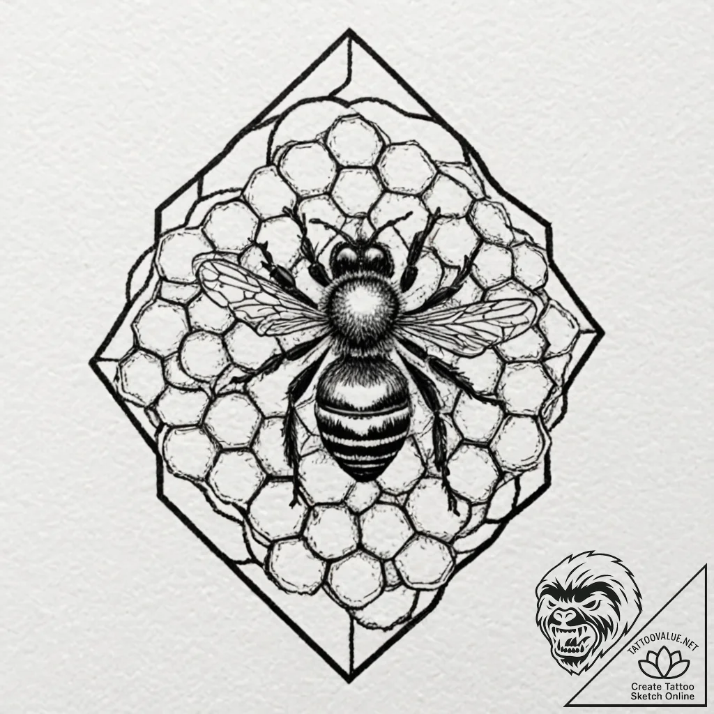 Honeycomb, tattoo sketch design, subtle drop... - tattoo sketch (№1752173404_0, 10.07.2025 18:50) — tattoovalue.net