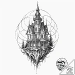 A sketch of the twisted, gothic architecture… – tattoo sketch (№1752173662_0, 10.07.2025 18:54) — tattoovalue.net