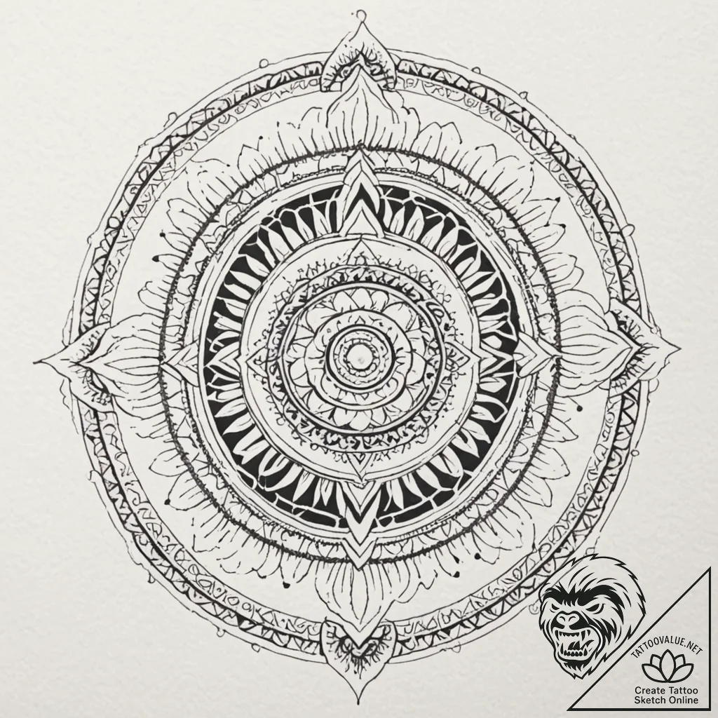 A dotwork mandala of the bene gesserit "fear... - tattoo sketch (№1752174000_0, 10.07.2025 19:00) — tattoovalue.net