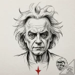 A sketch of doc brown, with his wild hair and… – tattoo sketch (№1752174084_0, 10.07.2025 19:01) — tattoovalue.net