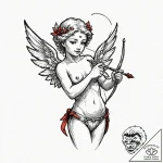 Cupid, artistic tattoo sketch, no background,… – tattoo sketch (№1752174170_0, 10.07.2025 19:02) — tattoovalue.net