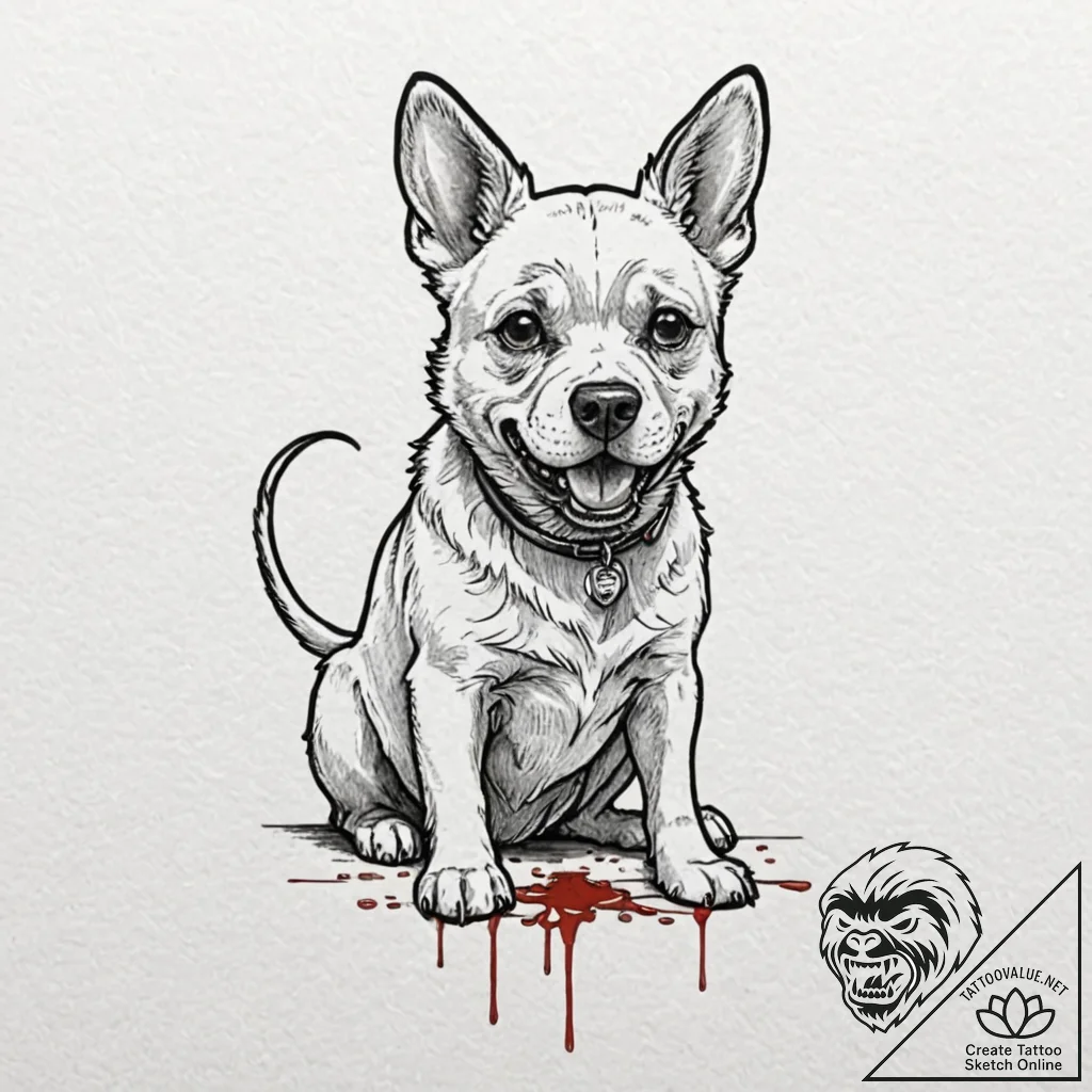A neo-traditional tattoo of cujo the dog, rab... - tattoo sketch (№1752174507_0, 10.07.2025 19:08) — tattoovalue.net