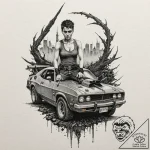 147. (mad max: fury road) a graphic sketch of… – tattoo sketch (№1752174844_0, 10.07.2025 19:14) — tattoovalue.net
