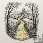 A watercolor sketch of the yellow brick road… – tattoo sketch (№1752175096_0, 10.07.2025 19:18) — tattoovalue.net