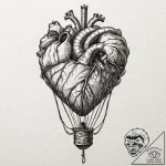 A hot air balloon made from a stitched-togeth… – tattoo sketch (№1752175351_0, 10.07.2025 19:22) — tattoovalue.net