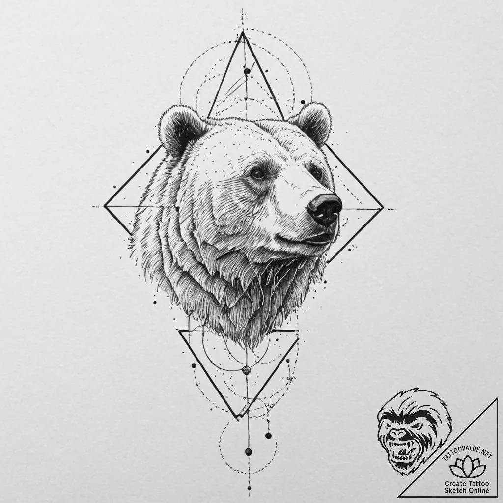 A bear made of constellations, artistic tatto... - tattoo sketch (№1752175771_0, 10.07.2025 19:29) — tattoovalue.net