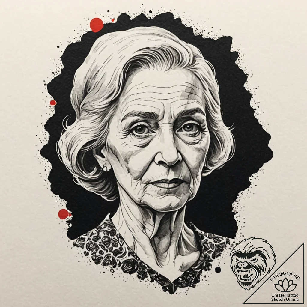 A watercolor sketch of the old woman ghost fr... - tattoo sketch (№1752176023_0, 10.07.2025 19:33) — tattoovalue.net