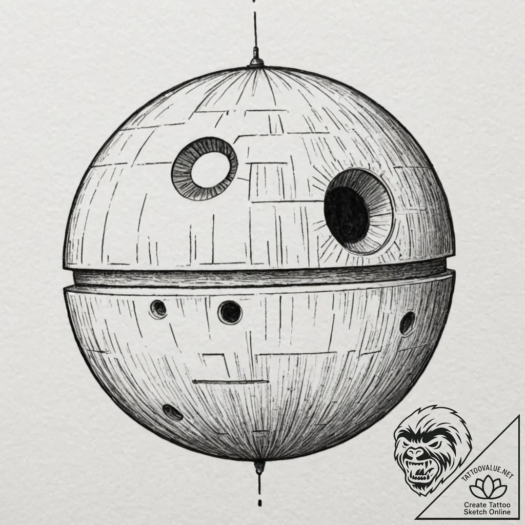 A linework design of the death star plans, li... - tattoo sketch (№1752176279_0, 10.07.2025 19:37) — tattoovalue.net