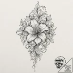 Heraldic lily, tattoo sketch design, fine lin… – tattoo sketch (№1752176783_0, 10.07.2025 19:46) — tattoovalue.net