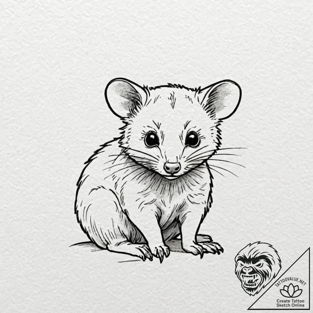 Possum, concept art for tattoo, on white pape... - tattoo sketch (№1752177204_0, 10.07.2025 19:53) — tattoovalue.net