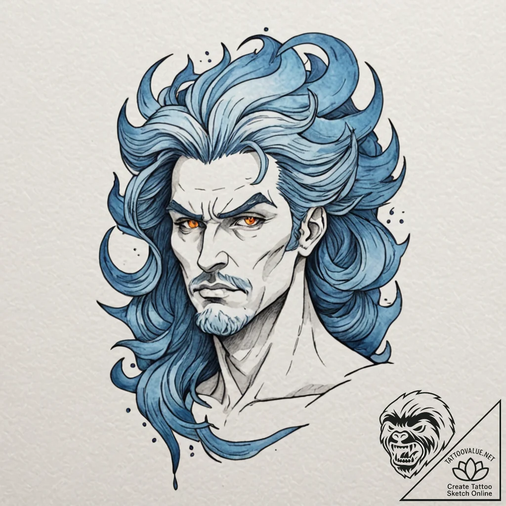 A neo-traditional portrait of hades from herc... - tattoo sketch (№1752177705_0, 10.07.2025 20:01) — tattoovalue.net