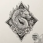 Linework tattoo design of the origami unicorn… – tattoo sketch (№1752177874_0, 10.07.2025 20:04) — tattoovalue.net