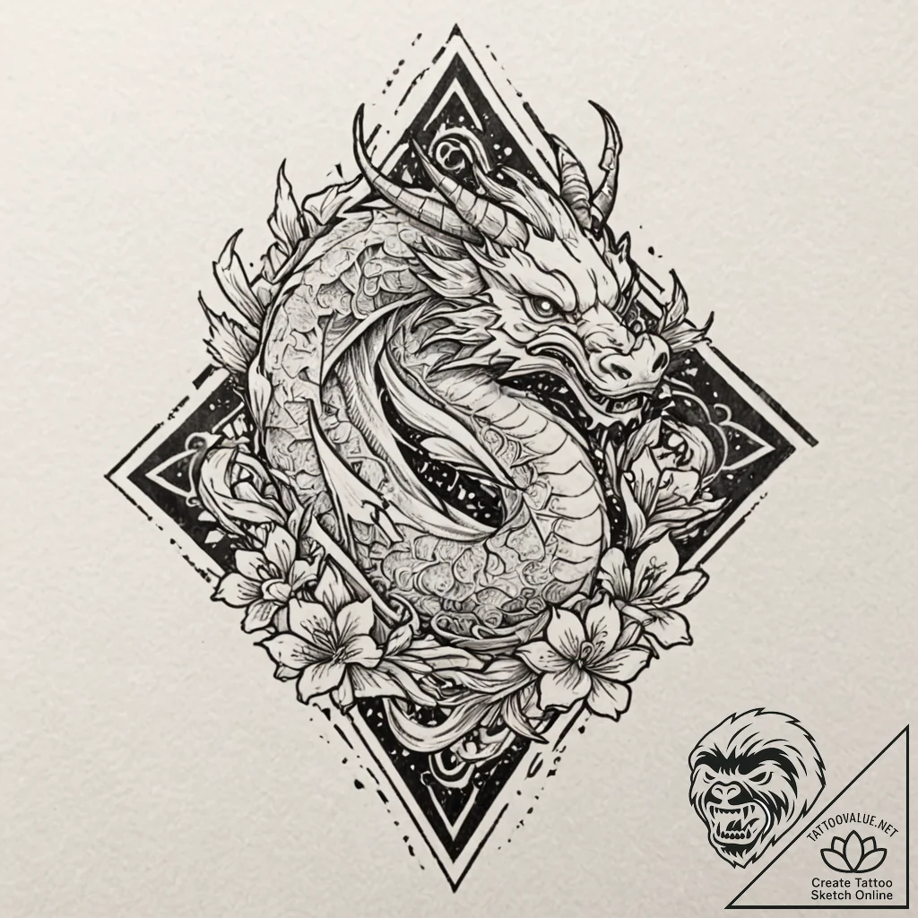 Linework tattoo design of the origami unicorn... - tattoo sketch (№1752177874_0, 10.07.2025 20:04) — tattoovalue.net