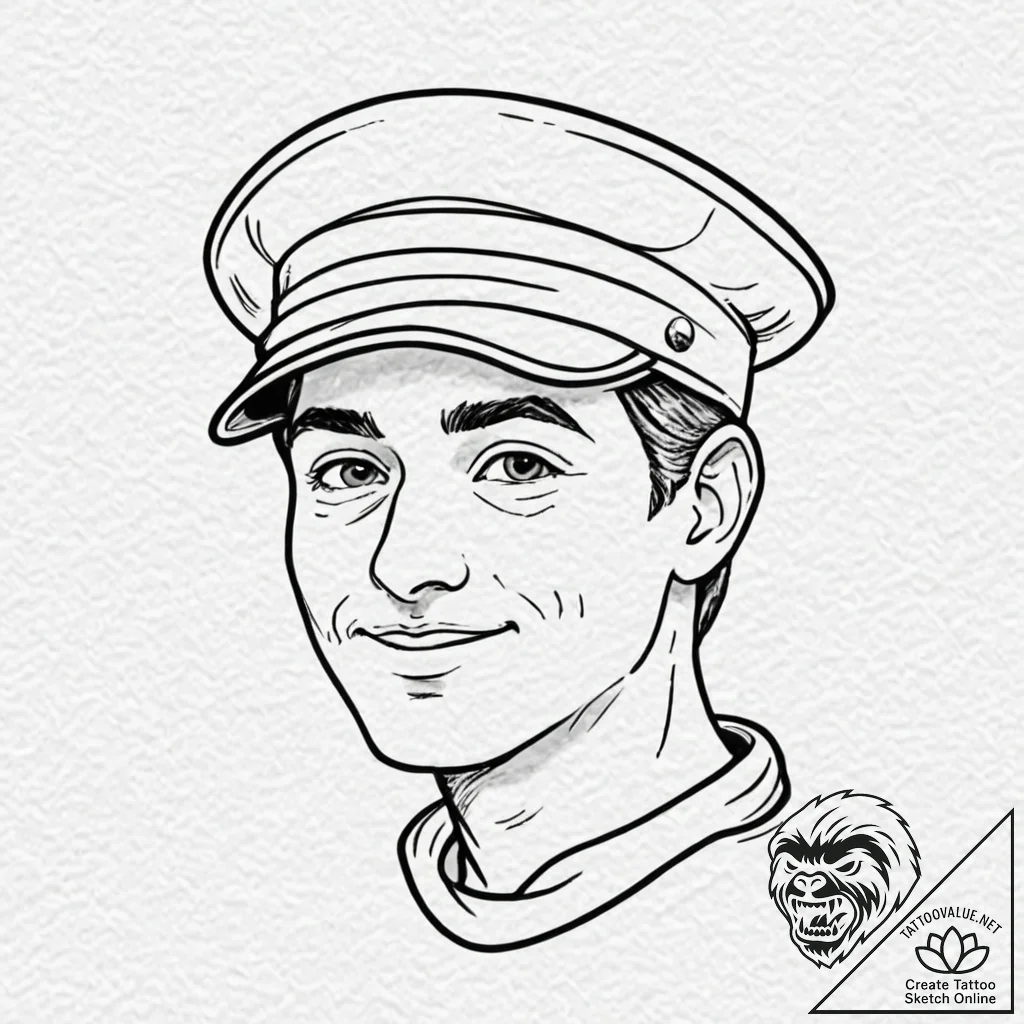 A sketch of dustin with his "thinking cap", s... - tattoo sketch (№1752177958_0, 10.07.2025 20:05) — tattoovalue.net