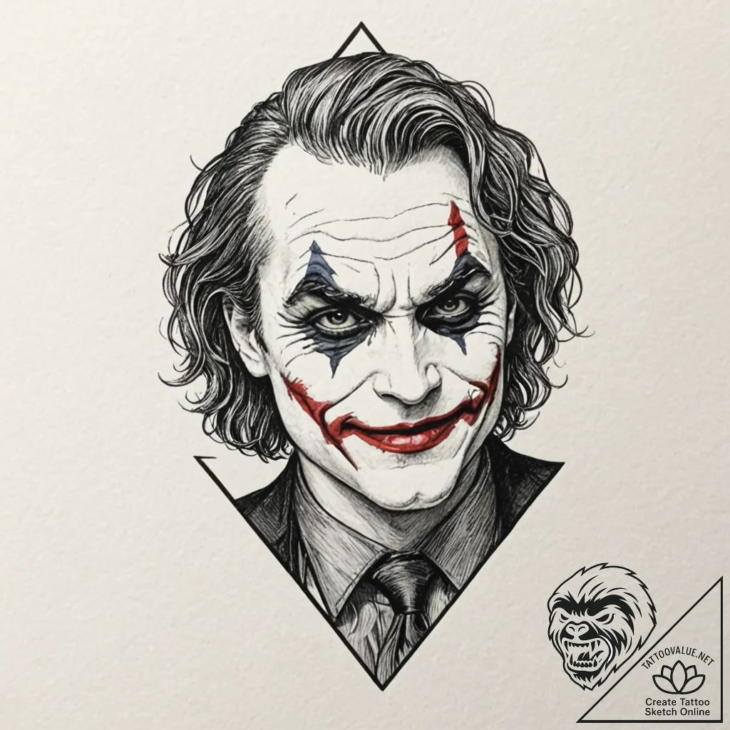 The joker's playing card, tattoo sketch desig... - tattoo sketch (№1752178041_0, 10.07.2025 20:07) — tattoovalue.net