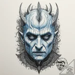 A dotwork tattoo of the night king’s face, co… – tattoo sketch (№1752178125_0, 10.07.2025 20:08) — tattoovalue.net