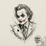 The joker’s playing card, tattoo line art, sk… – tattoo sketch (№1752178627_0, 10.07.2025 20:17) — tattoovalue.net