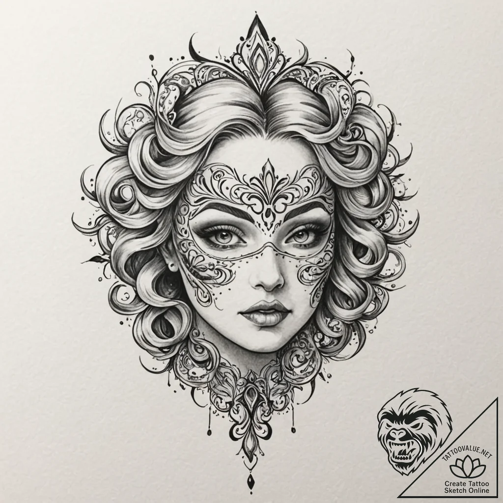 Watercolor portrait of a beautiful but deadly... - tattoo sketch (№1752178709_0, 10.07.2025 20:18) — tattoovalue.net