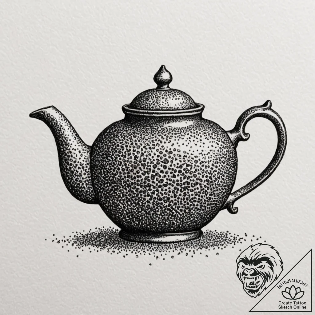 Teapot, artistic tattoo sketch, clear image,... - tattoo sketch (№1752178794_0, 10.07.2025 20:19) — tattoovalue.net