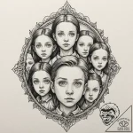 A neo-traditional tattoo of the creepy childr… – tattoo sketch (№1752178879_0, 10.07.2025 20:21) — tattoovalue.net
