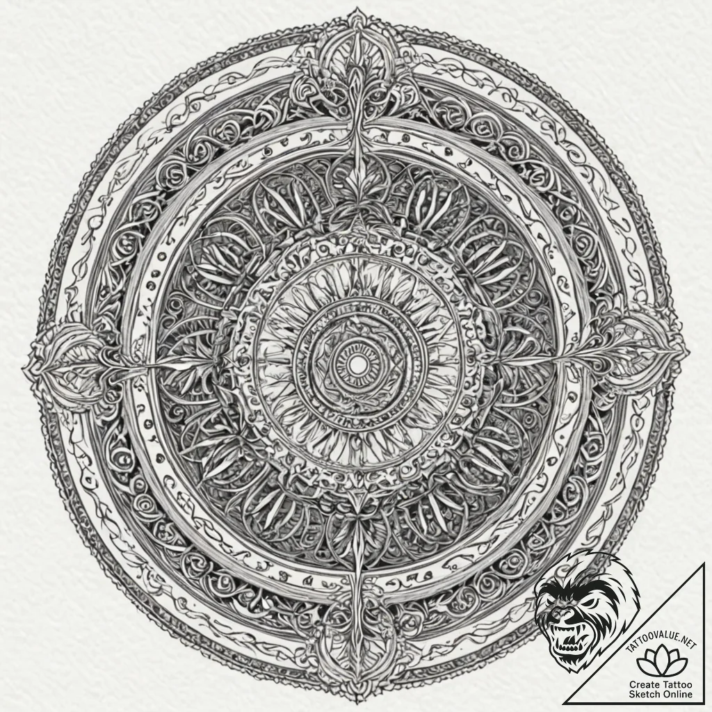 Astrolabe, ink illustration for tattoo, highl... - tattoo sketch (№1752179380_0, 10.07.2025 20:29) — tattoovalue.net