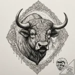 Buffalo, artistic tattoo sketch, ornamental t… – tattoo sketch (№1752179885_0, 10.07.2025 20:38) — tattoovalue.net