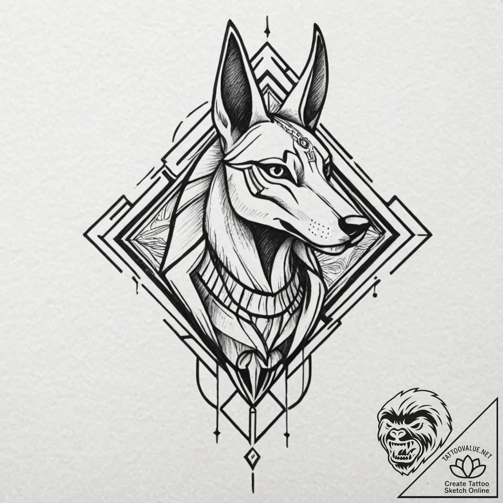 Art deco anubis, tattoo sketch design, sketch... - tattoo sketch (№1752180304_0, 10.07.2025 20:45) — tattoovalue.net