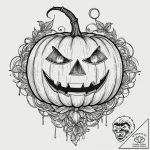 A neo-traditional tattoo of a jack-o’-lantern… – tattoo sketch (№1752180640_0, 10.07.2025 20:50) — tattoovalue.net