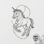 Linework tattoo design of the origami unicorn… – tattoo sketch (№1752180809_0, 10.07.2025 20:53) — tattoovalue.net