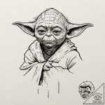 Sketch of master yoda, deep in thought, his f… – tattoo sketch (№1752181567_0, 10.07.2025 21:06) — tattoovalue.net