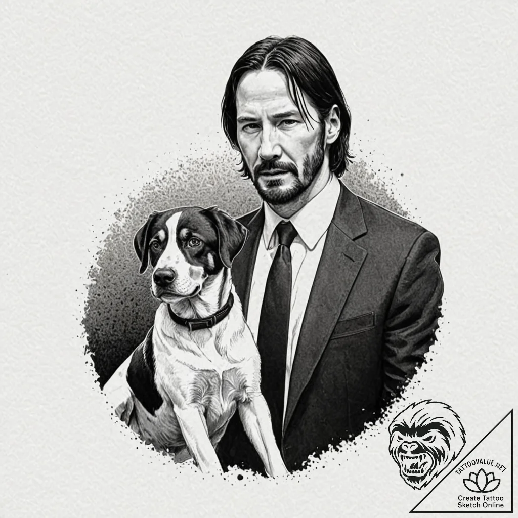A graphic novel style portrait of john wick,... - tattoo sketch (№1752182444_0, 10.07.2025 21:20) — tattoovalue.net