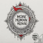A linework tattoo of the phrase “more human t… – tattoo sketch (№1752183086_0, 10.07.2025 21:31) — tattoovalue.net