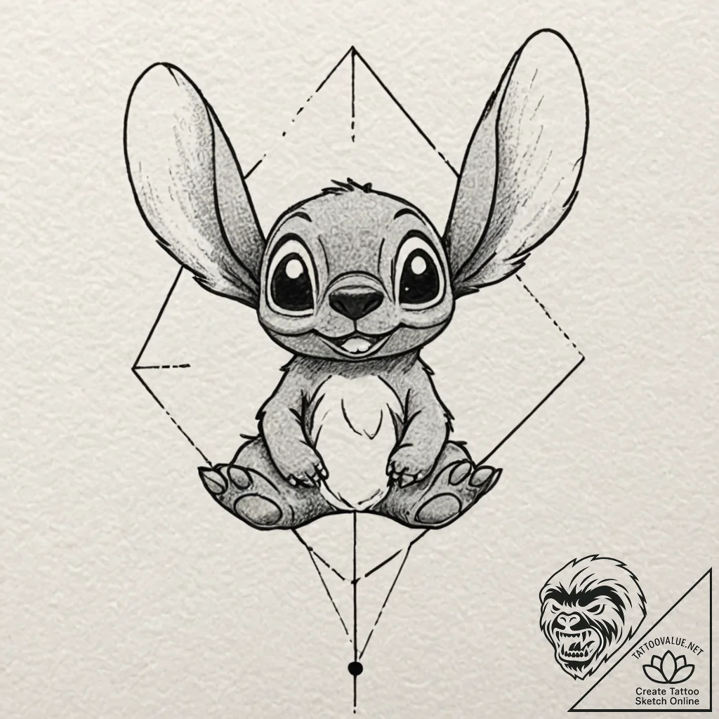 A sketch of stitch from lilo & stitch, being... - tattoo sketch (№1752183173_0, 10.07.2025 21:32) — tattoovalue.net