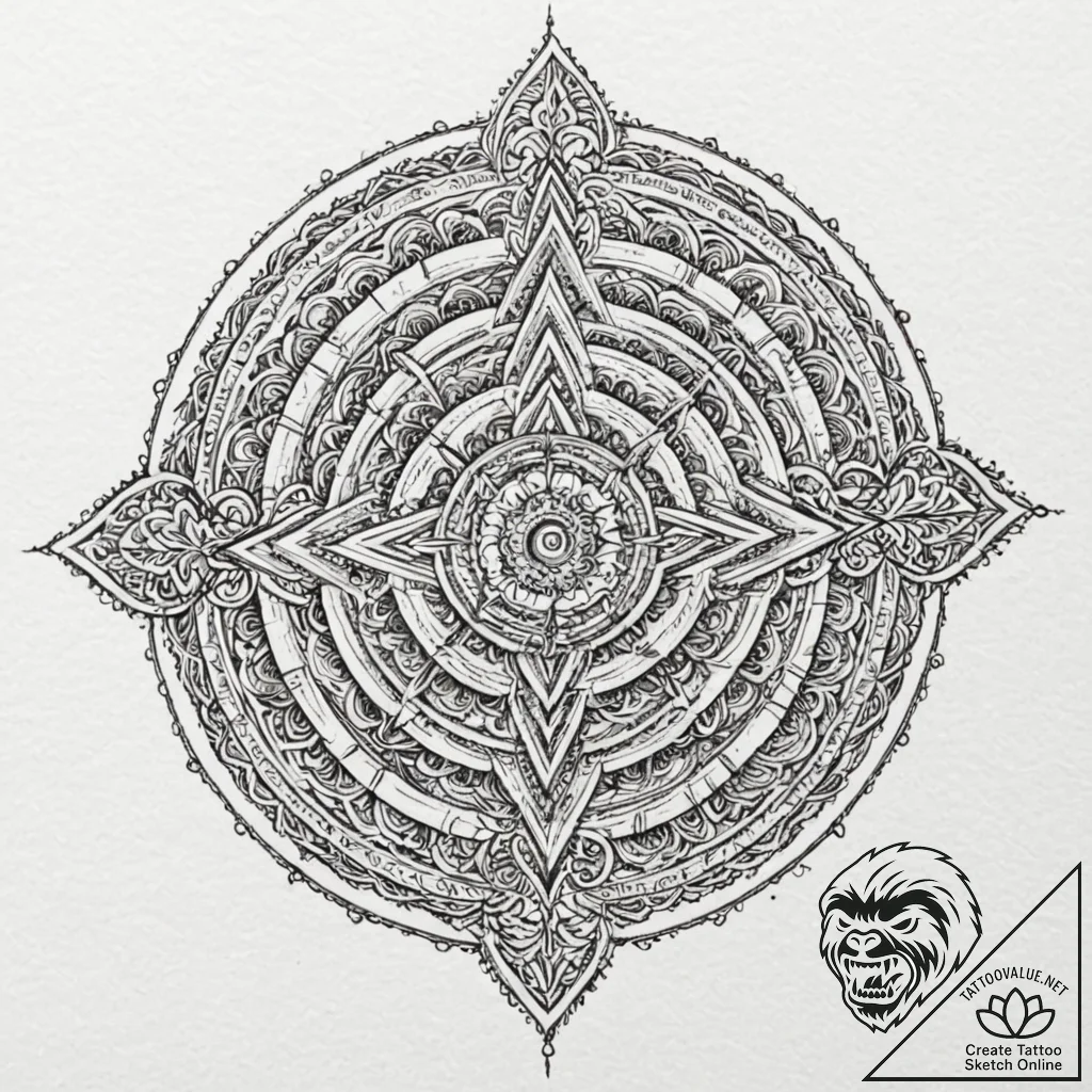 Labyrinth, ink illustration for tattoo, dotwo... - tattoo sketch (№1752183255_0, 10.07.2025 21:34) — tattoovalue.net
