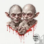 A sketch of gollum/smeagol, his face split be… – tattoo sketch (№1752183926_0, 10.07.2025 21:45) — tattoovalue.net