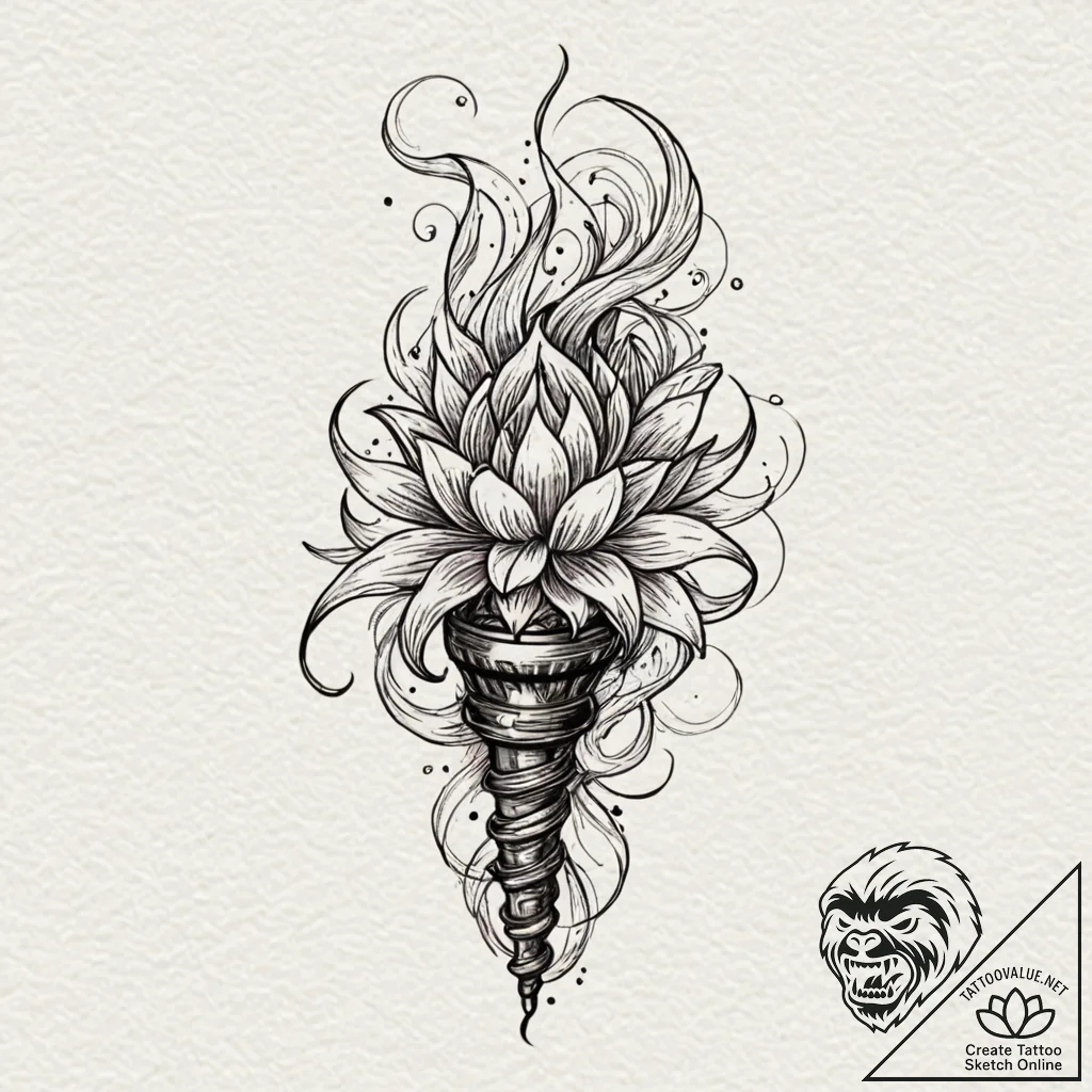 Torch, tattoo sketch design, blackwork tattoo... - tattoo sketch (№1752184344_0, 10.07.2025 21:52) — tattoovalue.net