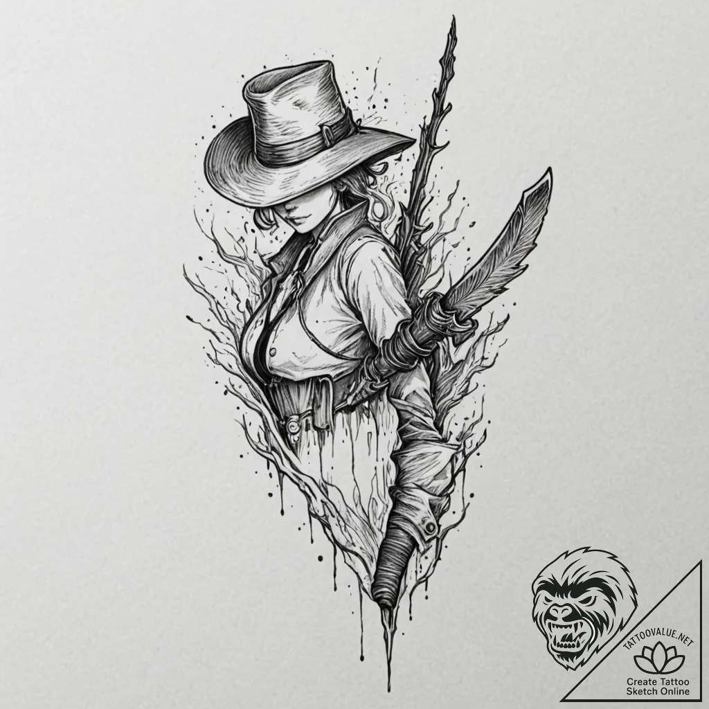 The saw cleaver from bloodborne, tattoo flash... - tattoo sketch (№1752184765_0, 10.07.2025 21:59) — tattoovalue.net