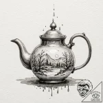 Teapot, tattoo sketch design, subtle drop sha… – tattoo sketch (№1752184850_0, 10.07.2025 22:00) — tattoovalue.net
