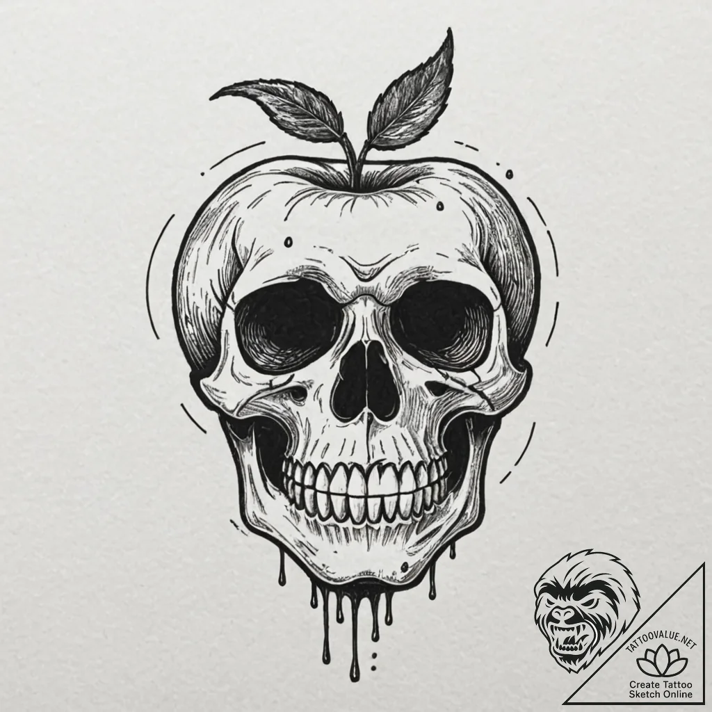 A neo-traditional tattoo of the poison apple... - tattoo sketch (№1752185185_0, 10.07.2025 22:06) — tattoovalue.net