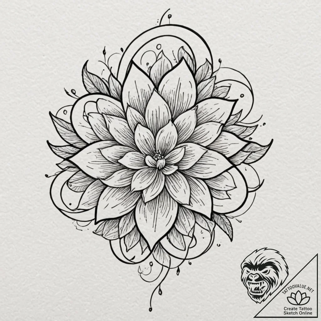 Abstraction, tattoo drawing outline, black an... - tattoo sketch (№1752185269_0, 10.07.2025 22:07) — tattoovalue.net