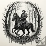 A trash polka tattoo of the headless horseman… – tattoo sketch (№1752185356_0, 10.07.2025 22:09) — tattoovalue.net
