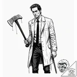A trash polka portrait of patrick bateman fro… – tattoo sketch (№1752185439_0, 10.07.2025 22:10) — tattoovalue.net