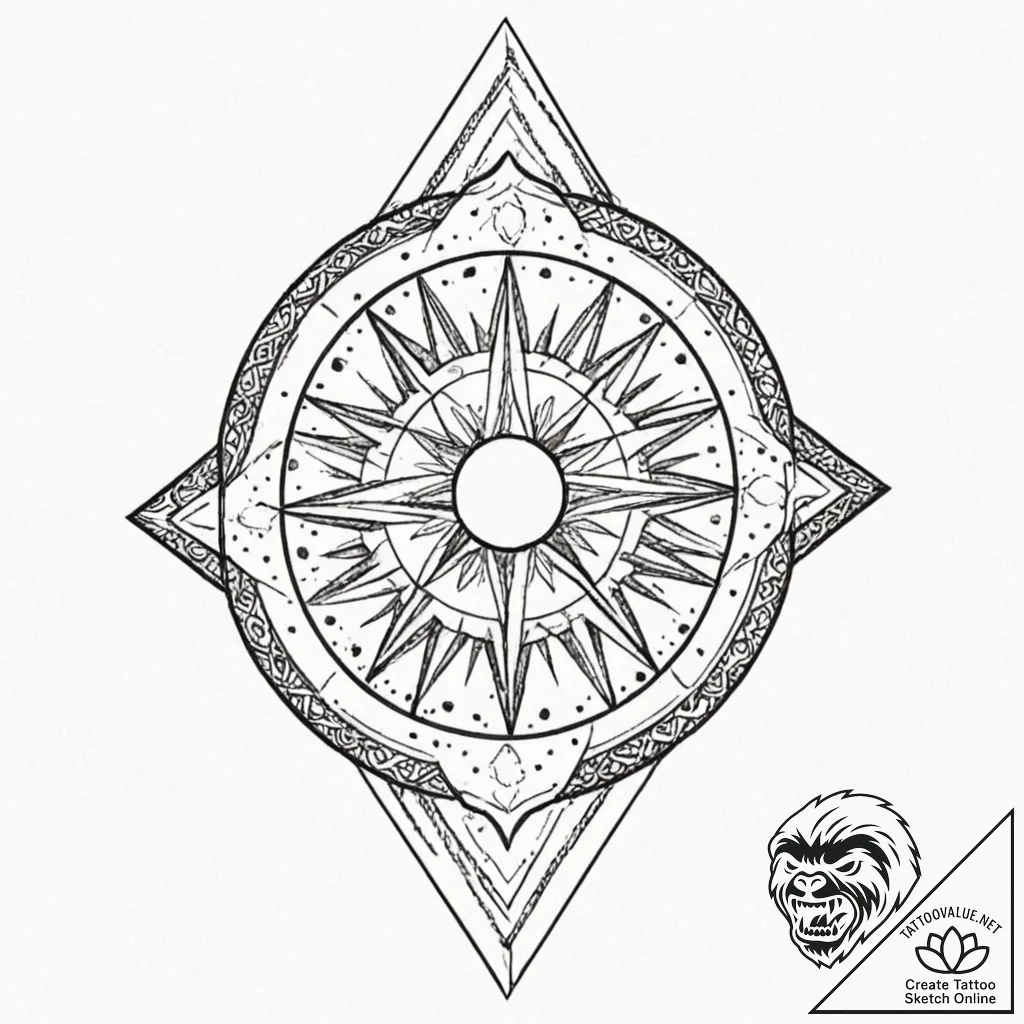 A neo-traditional design of the shuriken-like... - tattoo sketch (№1752185772_0, 10.07.2025 22:16) — tattoovalue.net